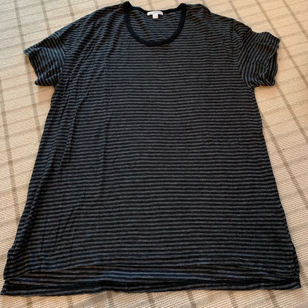 James Perse mens size 4 black striped  t shirt